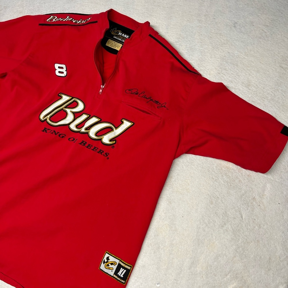 Vintage Chase Authentics XL Dale Earnhardt Jr Budweiser 1/4 Zip Pullover Shirt - Picture 2 of 9